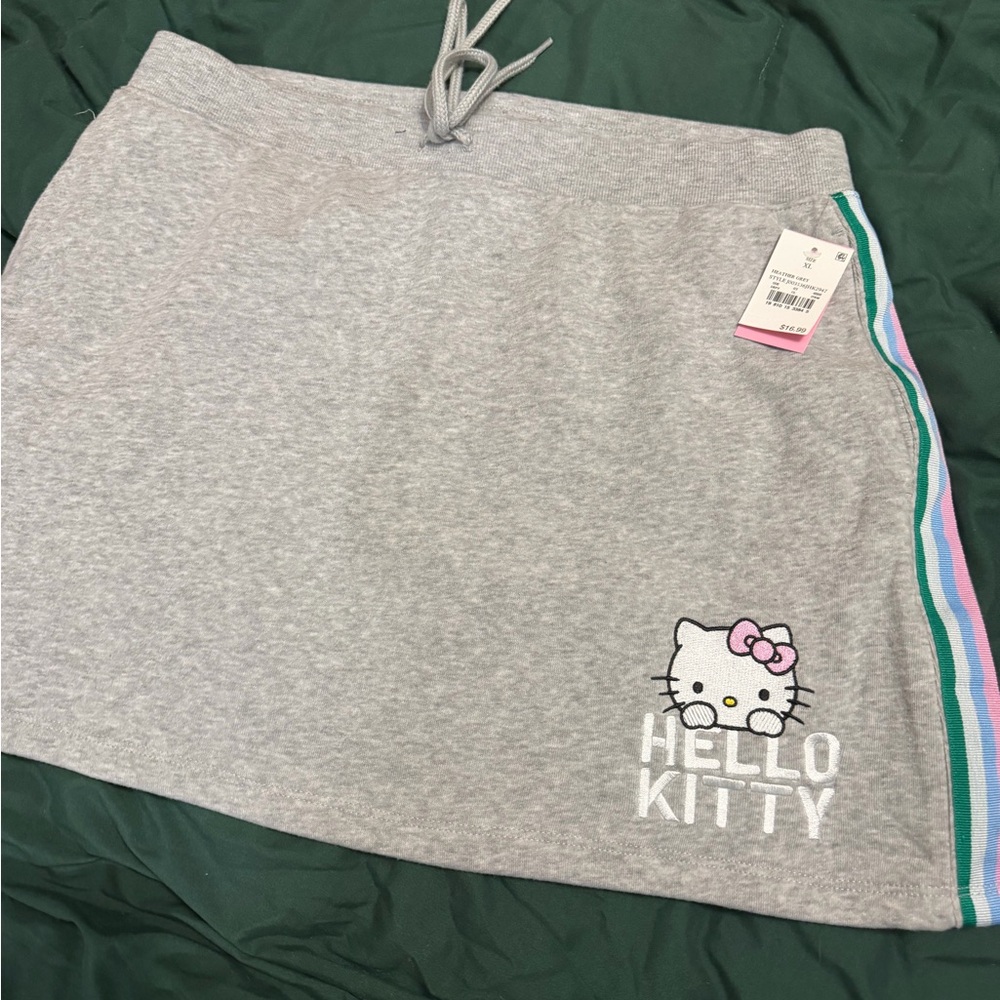 NWT**Hello Kitty Gray Skirt with Rainbow Stripes